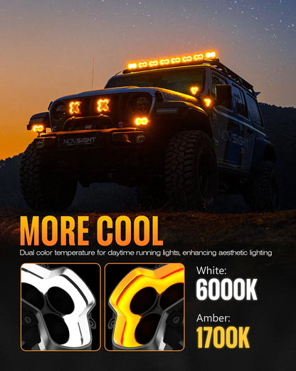 【NOVSIGHT】HALOシリーズ 3インチ LED Pod Lights with DRL 48W Twin Light Kit System Pair