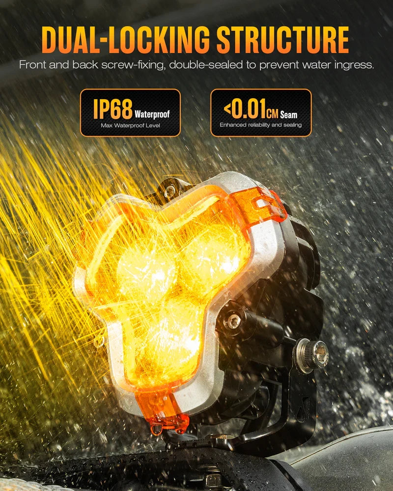 【NOVSIGHT】HALOシリーズ 3インチ LED Pod Lights with DRL 48W Twin Light Kit System Pair