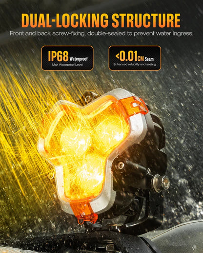 【NOVSIGHT】HALOシリーズ 3インチ LED Pod Lights with DRL 48W Twin Light Kit System Pair