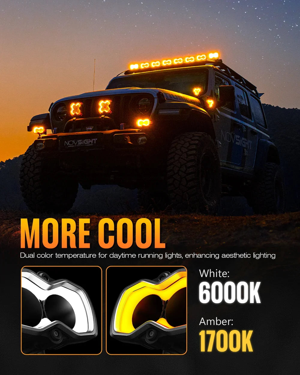 【NOVSIGHT】HALOシリーズ 4.5インチ LED Pod Lights with DRL 35W Twin Light Kit System Pair