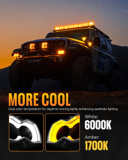 【NOVSIGHT】HALOシリーズ 4.5インチ LED Pod Lights with DRL 35W Twin Light Kit System Pair