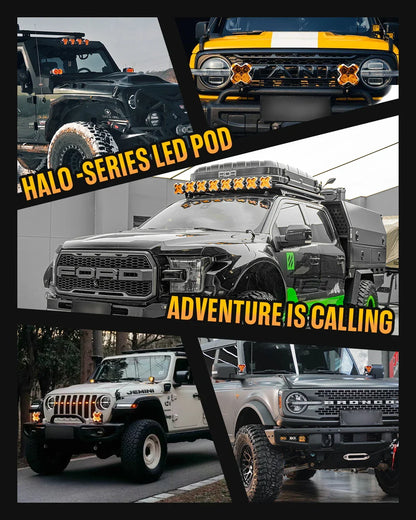【NOVSIGHT】HALOシリーズ 4.5インチ LED Pod Lights with DRL 35W Twin Light Kit System Pair