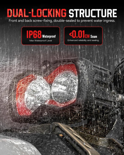 【NOVSIGHT】HALO SEシリーズ 4.5インチ LED Pod Lights with Red and White DRL