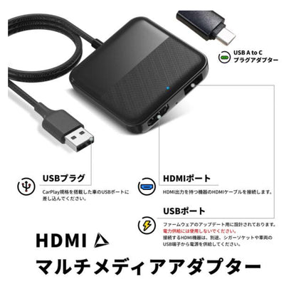 【ジープラングラーBluetooth接続】HDMI BOX！ CarPlay搭載車用HDMI入力アダプター ワイヤレス CarPlay 対応