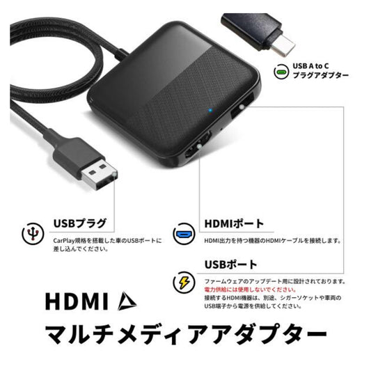 【ジープラングラーBluetooth接続】HDMI BOX！ CarPlay搭載車用HDMI入力アダプター ワイヤレス CarPlay 対応