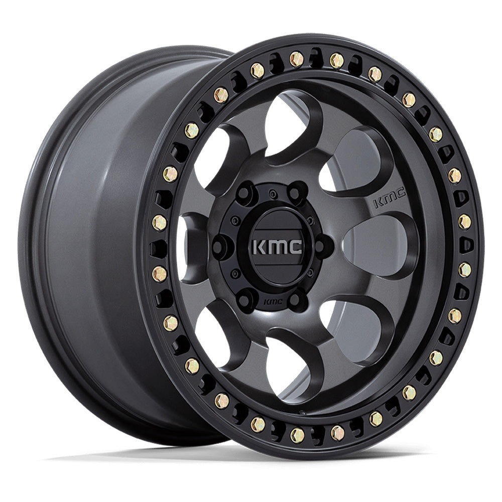 KMC (ケイエムシー) RIOT SBL アンスラサイト/サテンブラック 17インチアルミホイール 17x8.5J 5H 127 +10 JKラングラー/JLラングラー/JTグラディエーター