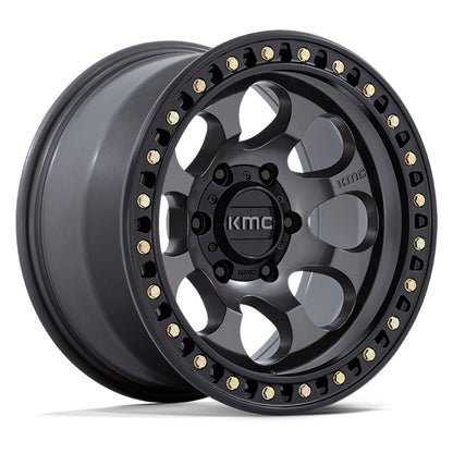 KMC (ケイエムシー) RIOT SBL アンスラサイト/サテンブラック 17インチアルミホイール 17x8.5J 5H 127 +10 JKラングラー/JLラングラー/JTグラディエーター