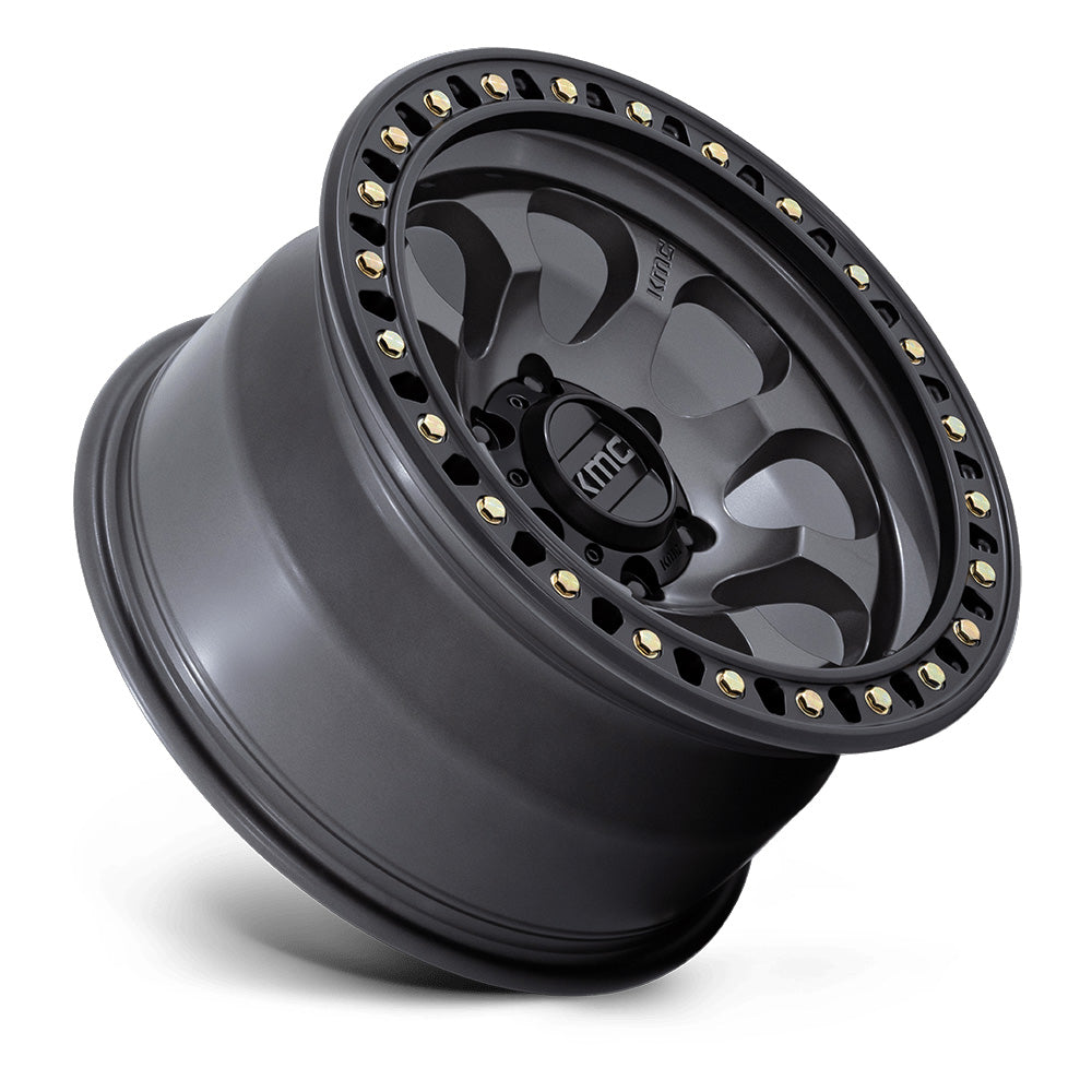 KMC (ケイエムシー) RIOT SBL アンスラサイト/サテンブラック 17インチアルミホイール 17x8.5J 5H 127 +10 JKラングラー/JLラングラー/JTグラディエーター