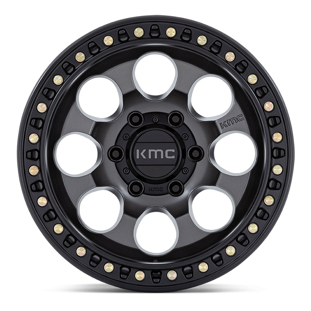 KMC (ケイエムシー) RIOT SBL アンスラサイト/サテンブラック 17インチアルミホイール 17x8.5J 5H 127 +10 JKラングラー/JLラングラー/JTグラディエーター