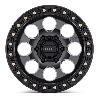 KMC (ケイエムシー) RIOT SBL アンスラサイト/サテンブラック 17インチアルミホイール 17x8.5J 5H 127 +10 JKラングラー/JLラングラー/JTグラディエーター