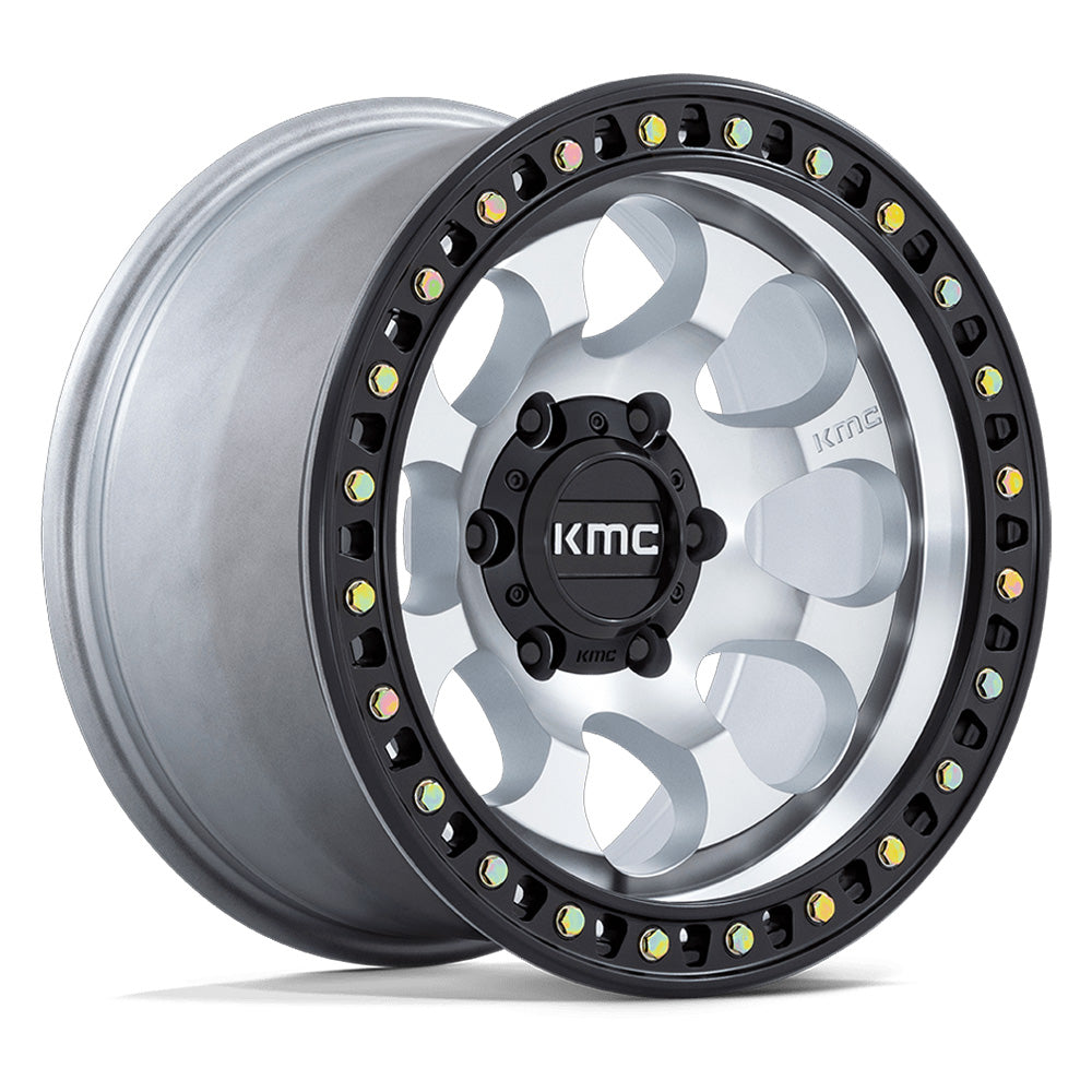 KMC (ケイエムシー) RIOT SBL マシンド/サテンブラック 17インチアルミホイール 17x8.5J 5H 127 +10 JKラングラー/JLラングラー/JTグラディエーター