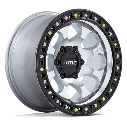KMC (ケイエムシー) RIOT SBL マシンド/サテンブラック 17インチアルミホイール 17x8.5J 5H 127 +10 JKラングラー/JLラングラー/JTグラディエーター