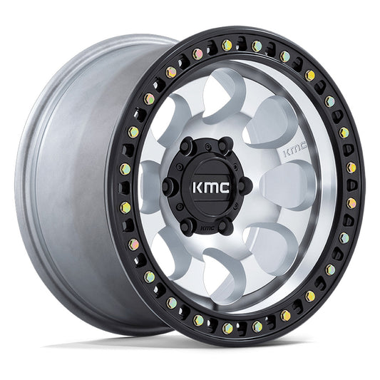 KMC (ケイエムシー) RIOT SBL マシンド/サテンブラック 17インチアルミホイール 17x8.5J 5H 127 +10 JKラングラー/JLラングラー/JTグラディエーター