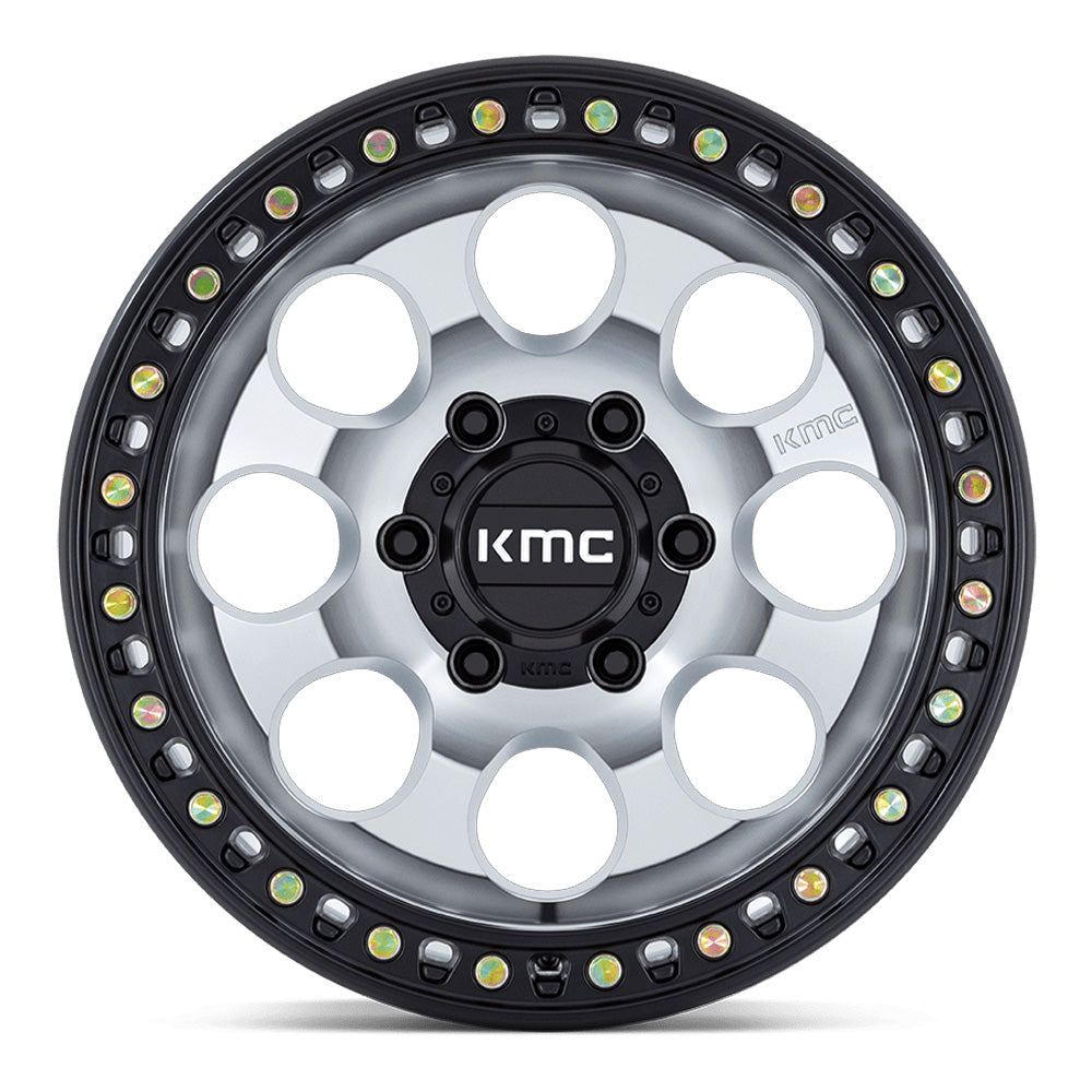 KMC (ケイエムシー) RIOT SBL マシンド/サテンブラック 17インチアルミホイール 17x8.5J 5H 127 +10 JKラングラー/JLラングラー/JTグラディエーター
