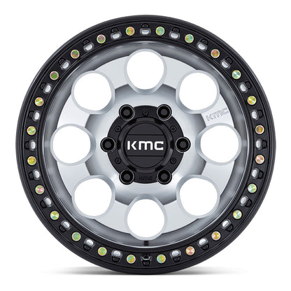 KMC (ケイエムシー) RIOT SBL マシンド/サテンブラック 17インチアルミホイール 17x8.5J 5H 127 +10 JKラングラー/JLラングラー/JTグラディエーター