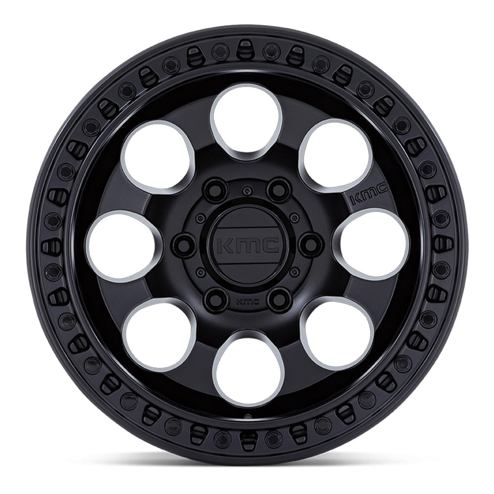 KMC (ケイエムシー) RIOT SBL サテンブラック 17インチアルミホイール 17x8.5J 5H 127 +10 JKラングラー/JLラングラー/JTグラディエーター