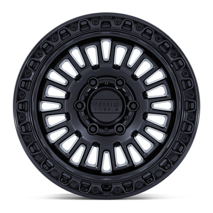 KMC (ケイエムシー) AZTEC (アズテック) マットブラック/グロスブラックリップ 17インチアルミホイール 17x8.5J 5H 127 +25 ジープ JKラングラー/ JLラングラー/ JTグラディエーター