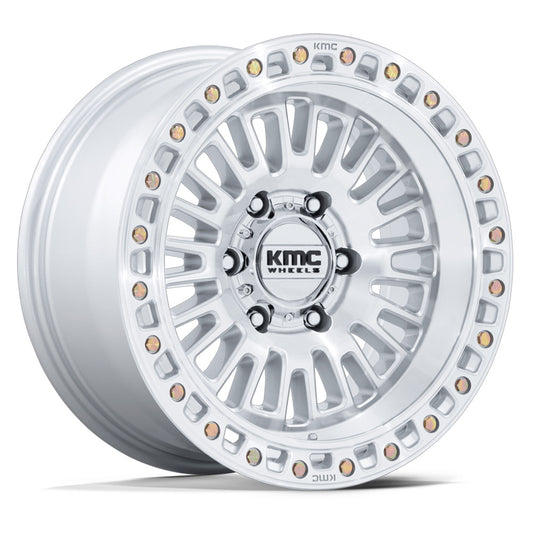 KMC (ケイエムシー) AZTEC (アズテック) グロスシルバー/マシーンドフェイス 17インチアルミホイール 17x8.5J 5H 127+25 ジープ JKラングラー/ JLラングラー/ JTグラディエーター