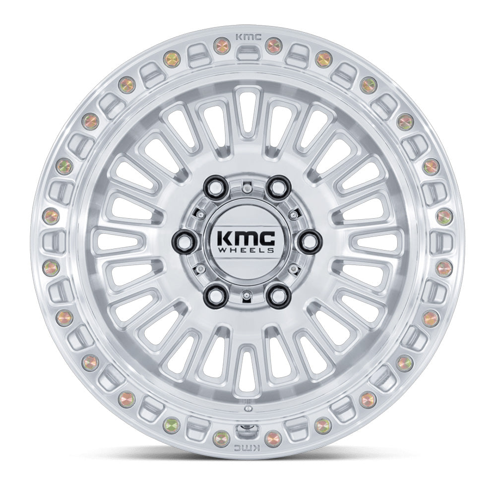 KMC (ケイエムシー) AZTEC (アズテック) グロスシルバー/マシーンドフェイス 17インチアルミホイール 17x8.5J 5H 127+25 ジープ JKラングラー/ JLラングラー/ JTグラディエーター