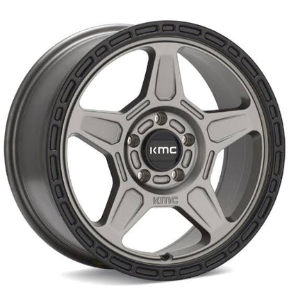 KMC (ケーエムシー) ALPINE KM721 サテングレイ/ブラックリップ 17インチアルミホイール 17X8 5H 127 +38 JKラングラー/JLラングラー/JTグラディエーター
