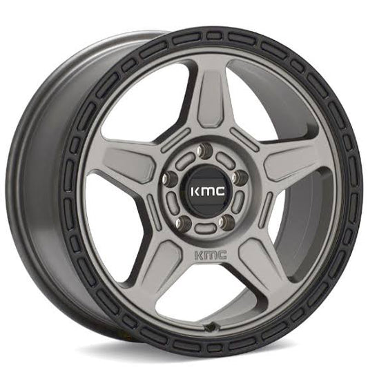 KMC (ケーエムシー) ALPINE KM721 サテングレイ/ブラックリップ 17インチアルミホイール 17X8 5H 127 +38 JKラングラー/JLラングラー/JTグラディエーター