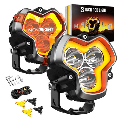 【NOVSIGHT】HALO Proシリーズ 3インチ LED Pod Lights with Dynamic DRL Modes