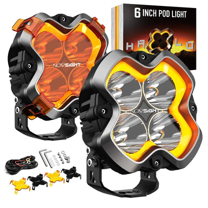 【NOVSIGHT】HALO Proシリーズ 6インチ LED Pod Lights with Dynamic DRL Modes
