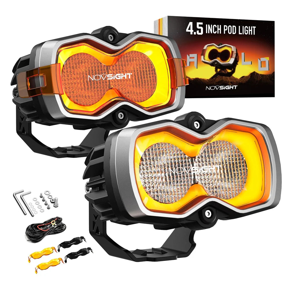 【NOVSIGHT】HALO Proシリーズ 4.5インチ LED Pod Lights with Dynamic DRL Modes