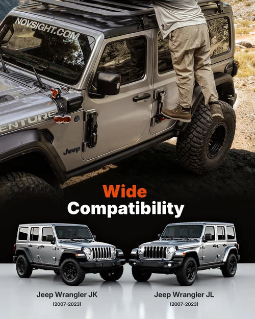 【NOVSIGHT】Side Door Step Folding Foot Pedal For Jeep Wrangler JL/JK 2007～