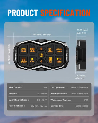 【NOVSIGHT】HALOシリーズ 8ギャング Voice-Controlled Switch Panel 8 Circuits