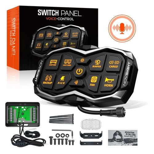 【NOVSIGHT】HALOシリーズ 8ギャング Voice-Controlled Switch Panel 8 Circuits
